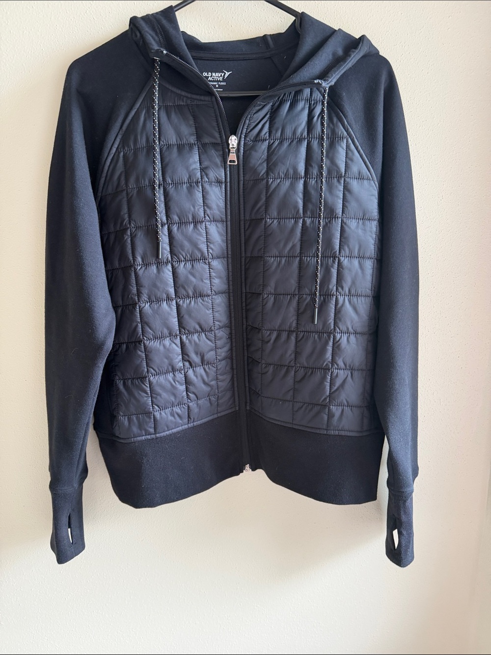 Old Navy Black Dynamic Fleece Zip Jacket with Quilted Front